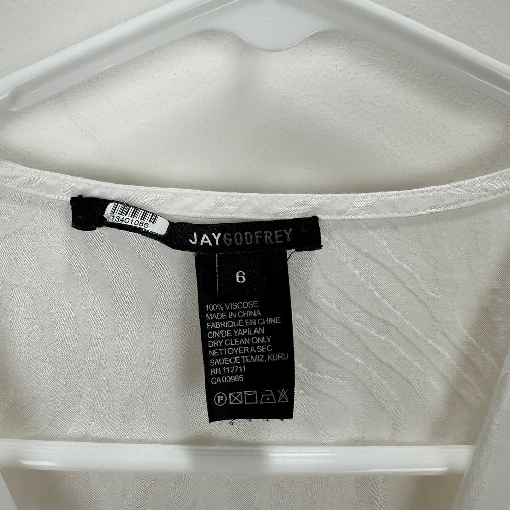 Jay Godfrey Hannah Wrap Top Viscose Blouse Long Sleeve Tie Waist Jacquard US 6 - Picture 6 of 10